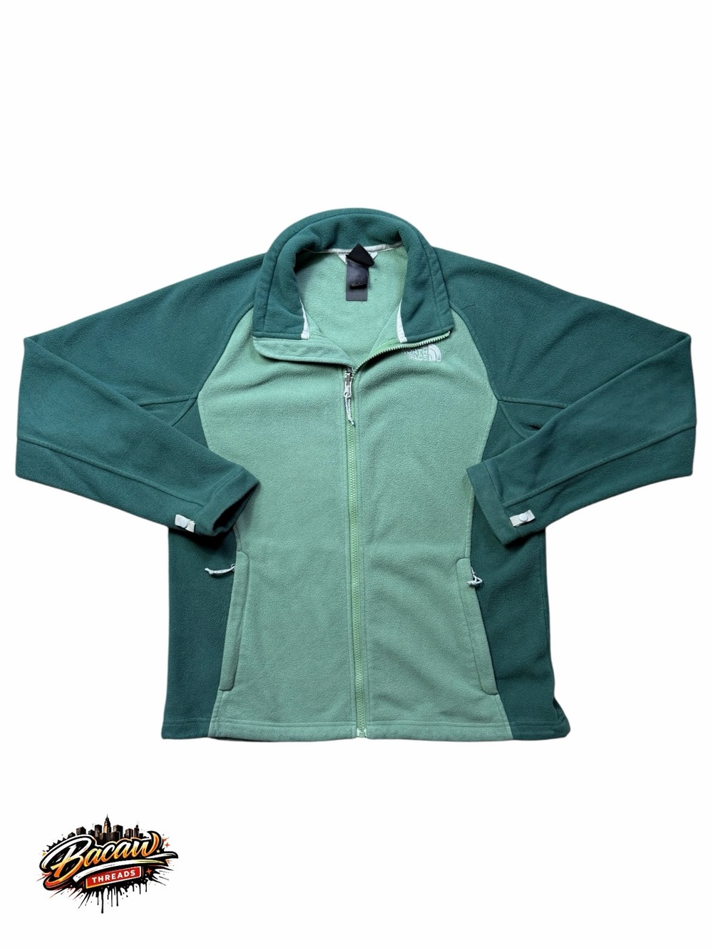 The North Face Women’s Size Large Two-Tone Green Full-Zip Fleece Jacket